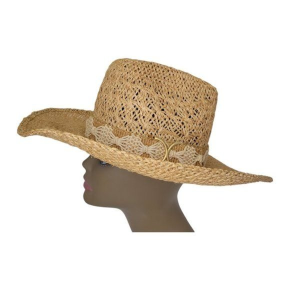 BAILEY U-ROLLIT Straw Cowboy Hat Western Rodeo White Macrame Hat Band Size Small - Picture 6 of 9